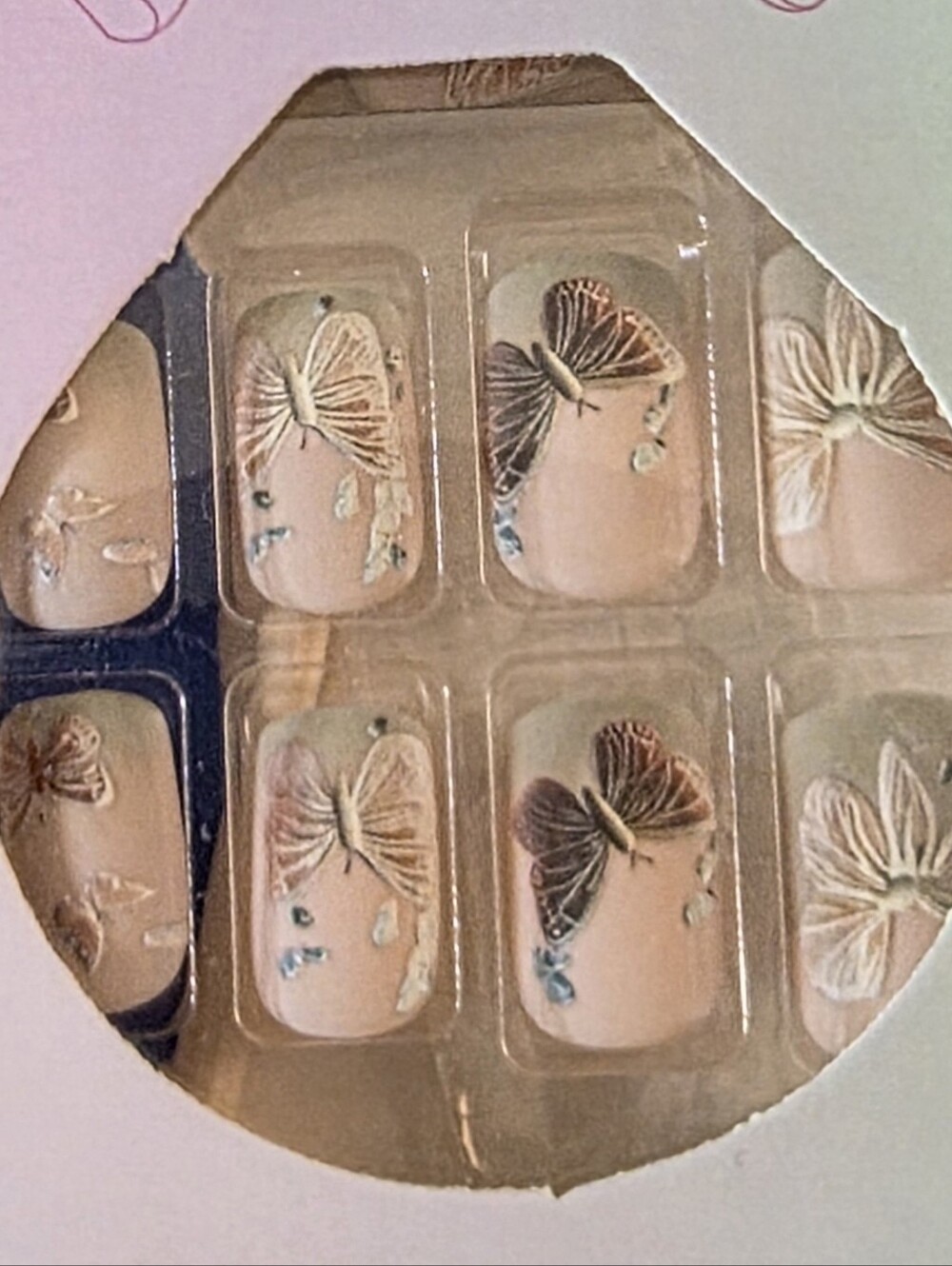 Butterfly Accent Press-On Nails in Blush Pink